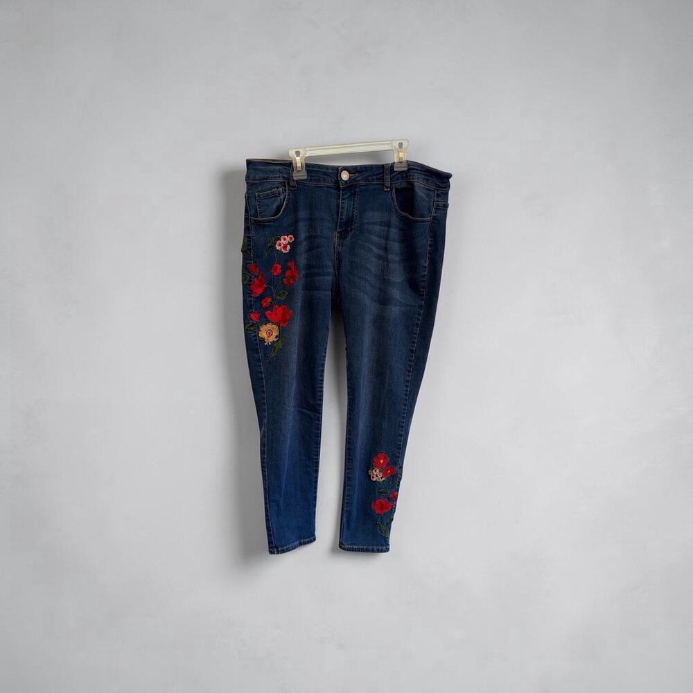 Sandpiper Embroidered Floral Ankle Size 16 Jeans Boho